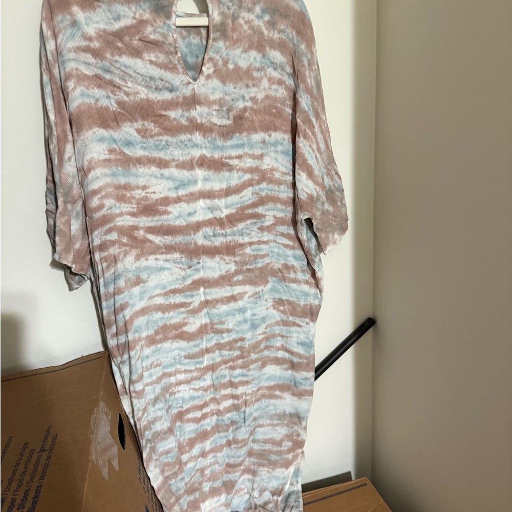 Mona B Tie-Dye Midi Dress in Blue and Brown